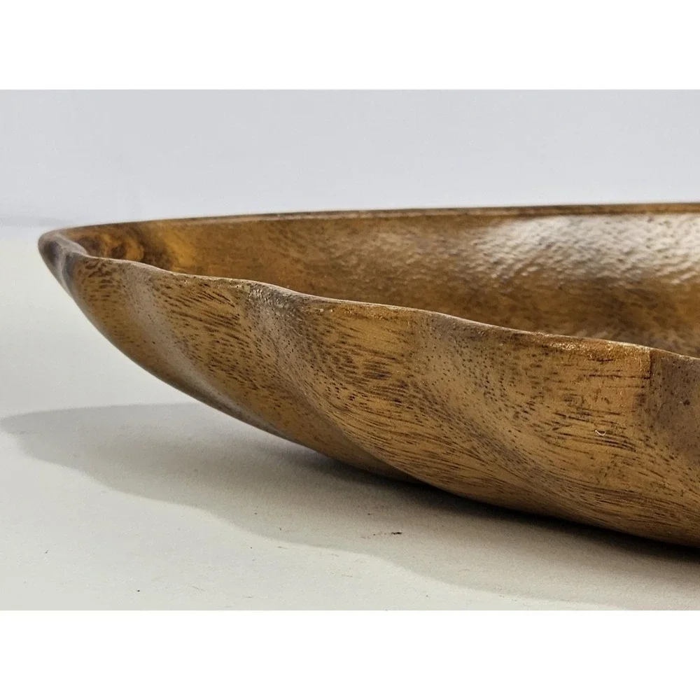 Monkey Pod Wood Bowl 13.5 Inch Scalloped Orobilt Serving Dish